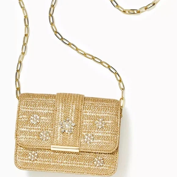 NWT Lilly Pulitzer Emmeline straw crossbody bag - Picture 3 of 9
